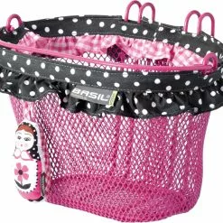 Cykelkorg Basil Jasmin Baboushka Fram 12-20" Grå/rosa