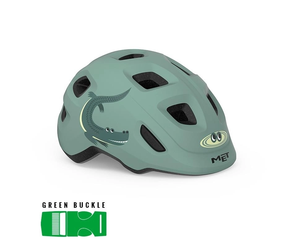Cykelhjälm Barn MET Hooray Grönt Spänne Teal Crocodile 3 Cykelhjälm Barn MET Hooray Grönt Spänne Teal Crocodile