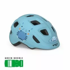 Cykelhjälm Barn MET Hooray Grönt Spänne Pale Blue Hippo