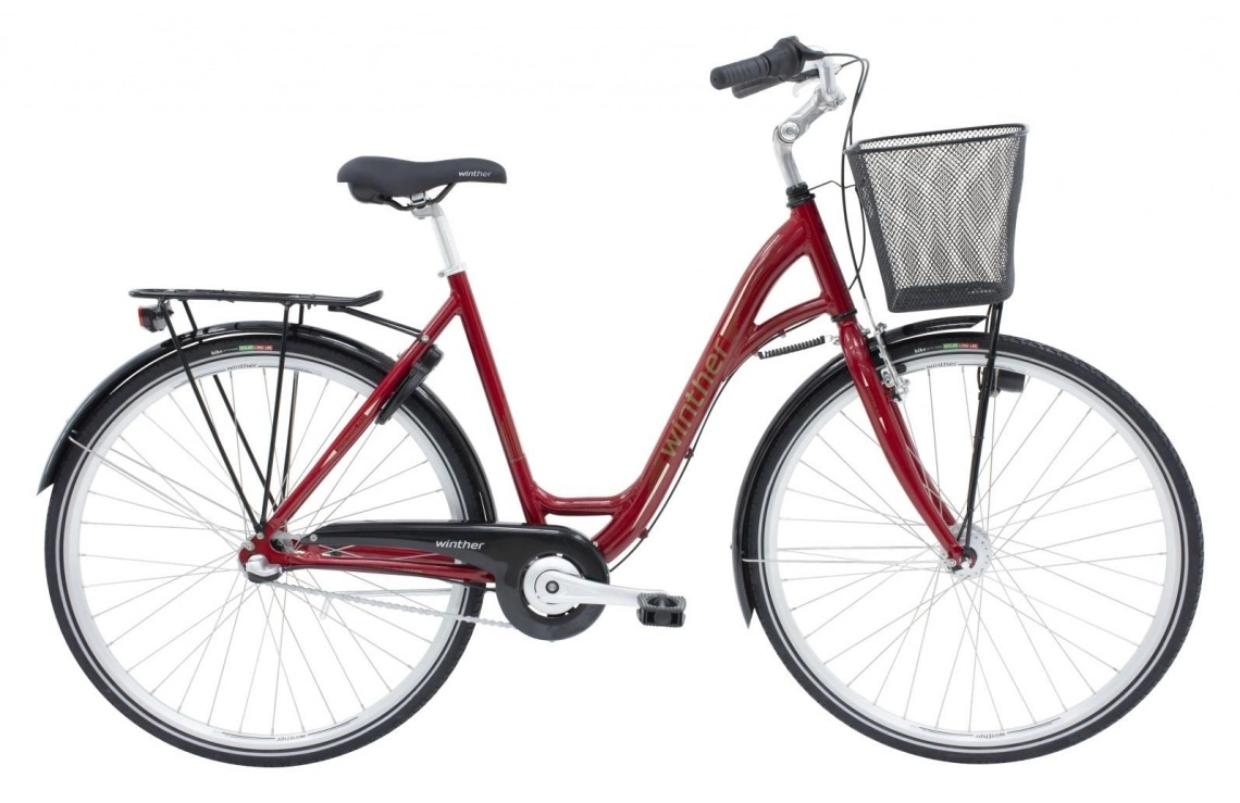 Damcykel Winther Shopping Alu 3-växlad Röd 3 Damcykel Winther Shopping Alu 3-växlad Röd