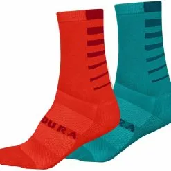 Strumpor Endura Coolmax Stripe Dam Blå/röd 2-pack One-size