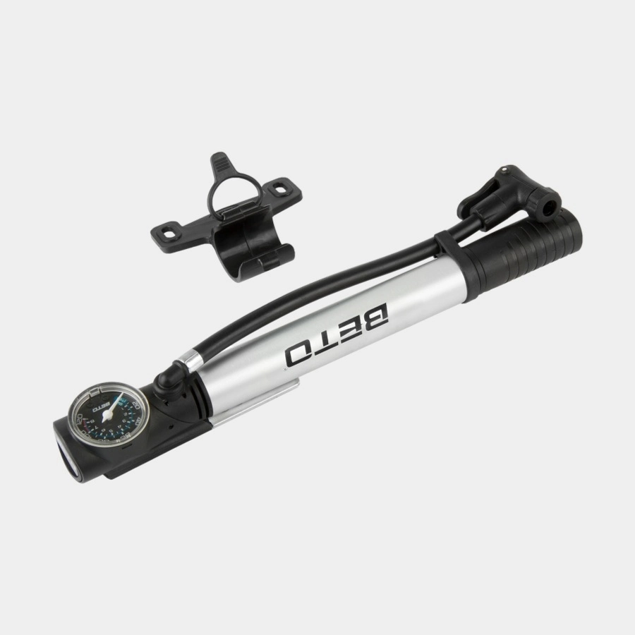 Fotpump Och Minipump BETO 2-In-1 Med Analog Tryckmätare (Manometer) Med Extern Slang + Ramfäste Silver 3 Fotpump Och Minipump BETO 2-In-1 Med Analog Tryckmätare (Manometer) Med Extern Slang + Ramfäste Silver
