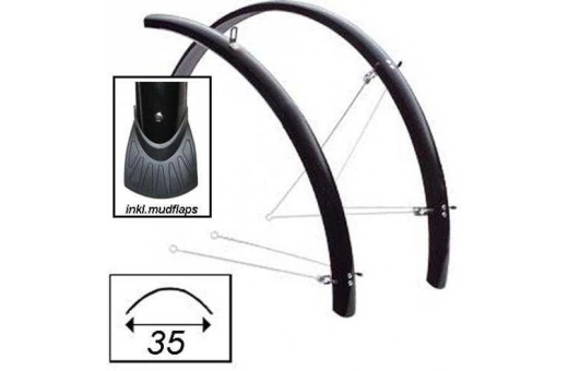 NoName Skärmset Cykelkraft Med Stag Chrome-plastic 622/35 Mm Svart 4 NoName Skärmset Cykelkraft Med Stag Chrome-plastic 622/35 Mm Svart - Bild 2