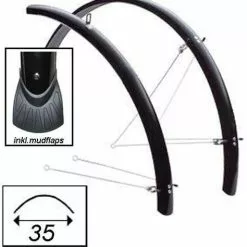 NoName Skärmset Cykelkraft Med Stag Chrome-plastic 622/35 Mm Svart